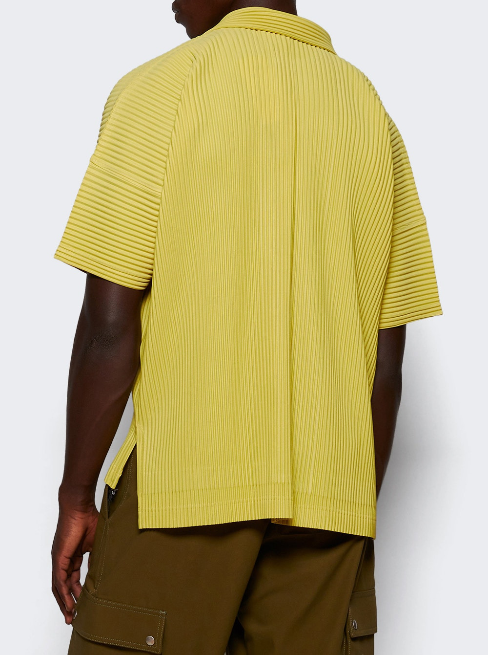 Short Sleeve Pleated Shirt Dusty Yellow - 4
