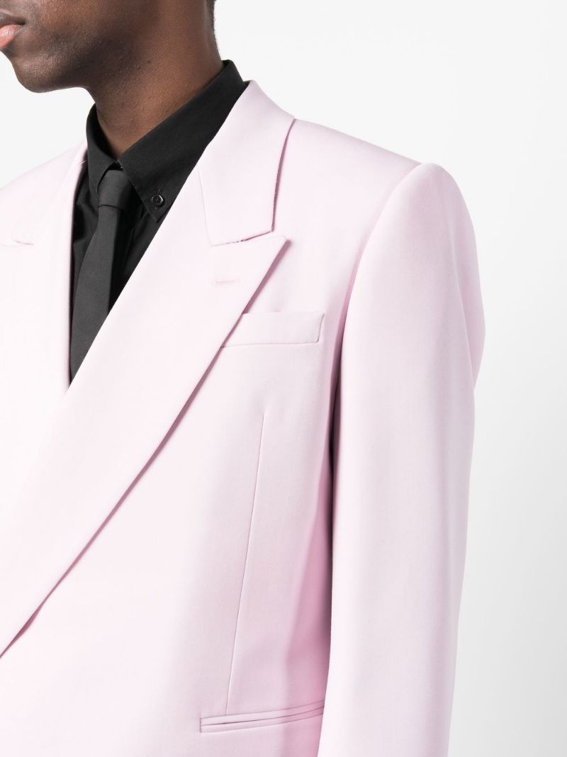 off-centre fastening wool blazer - 5