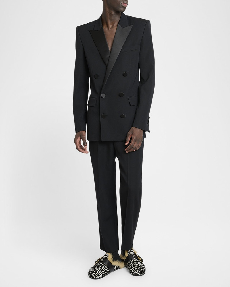 Balmain Men's Satin Peak Lapel Double-Breasted Blazer Jacket outlook