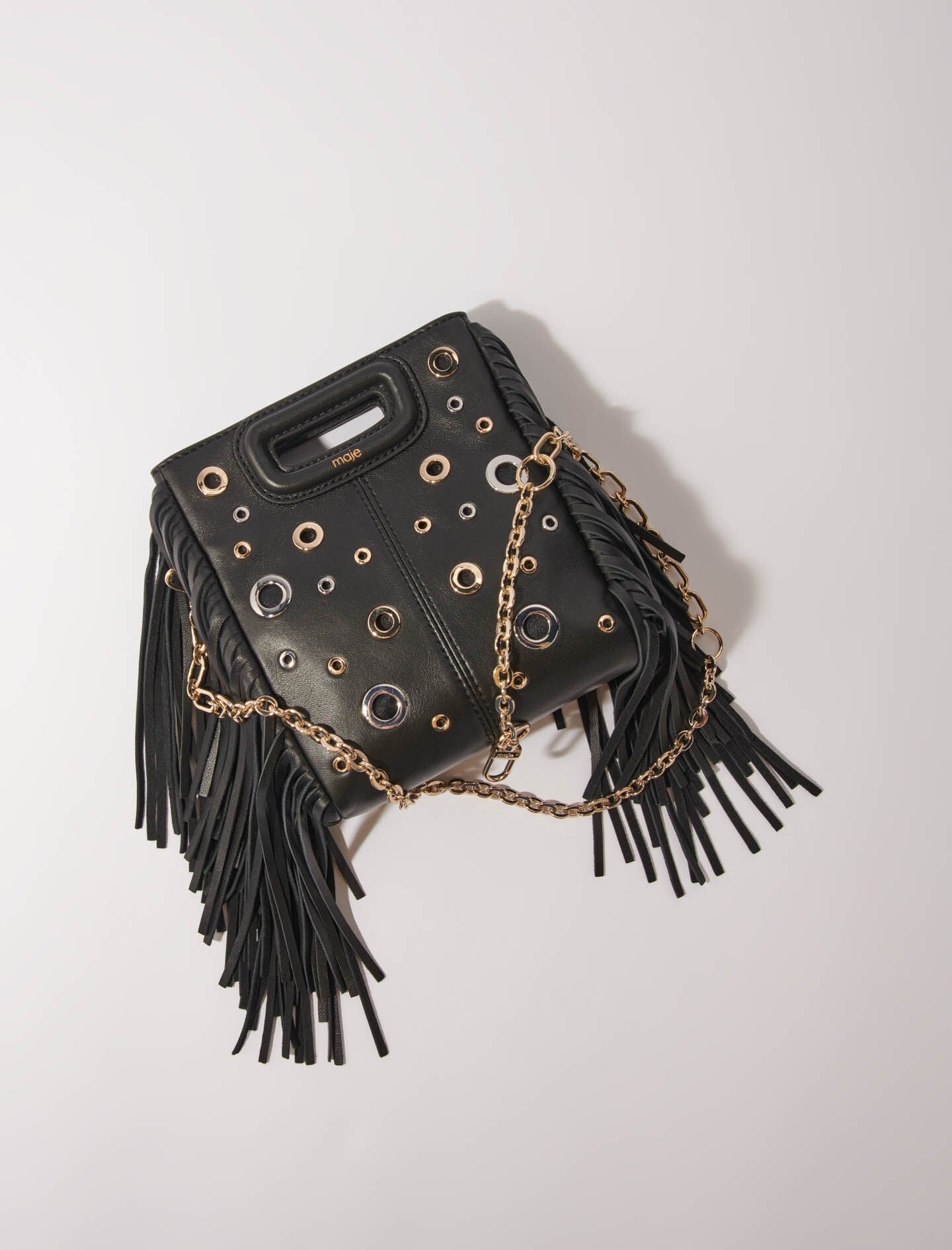 Leather M mini bag with eyelets - 5