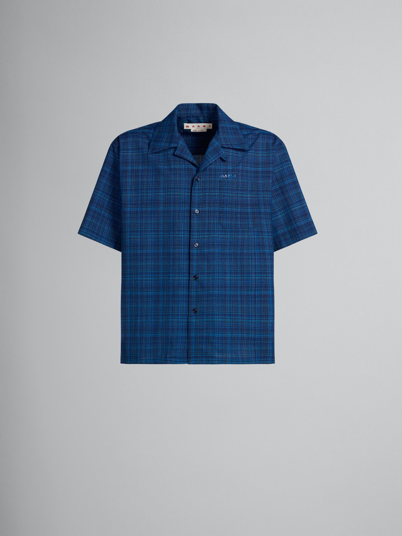 BLUE BOWLING SHIRT IN CHECKED LIGHT WOOL 1