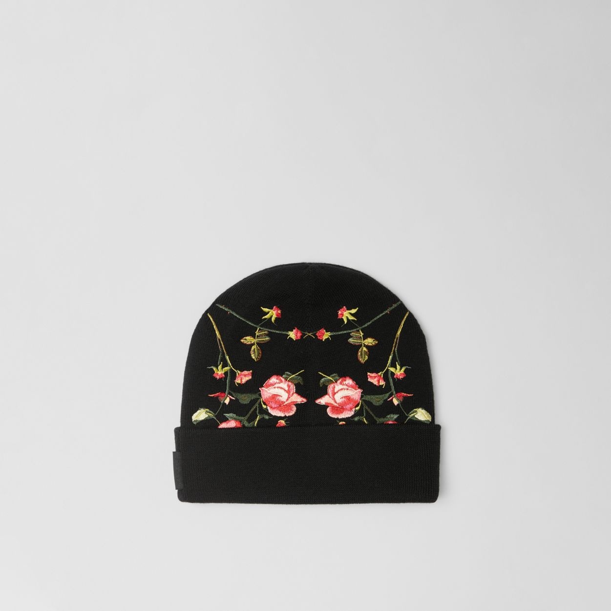 Embroidered Rose Merino Wool Beanie - 5