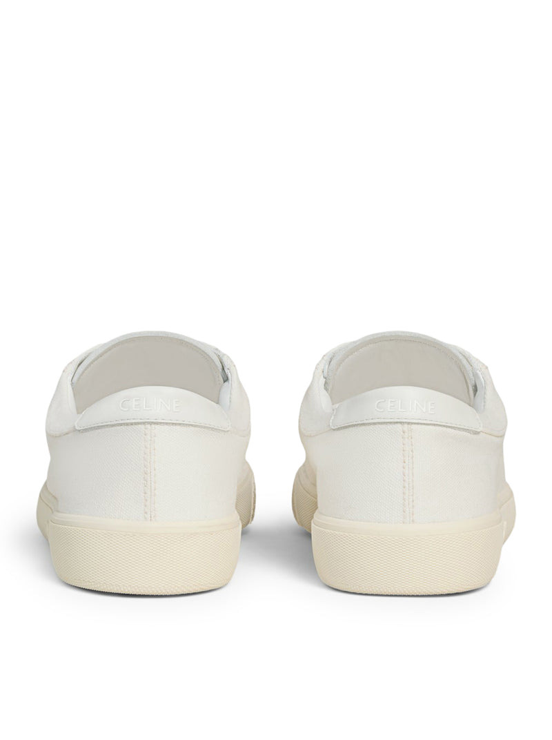 Celine Men Lou Low-Top Lace-Up Sneaker With Triomphe Application In Canvas And Calfskin - 3