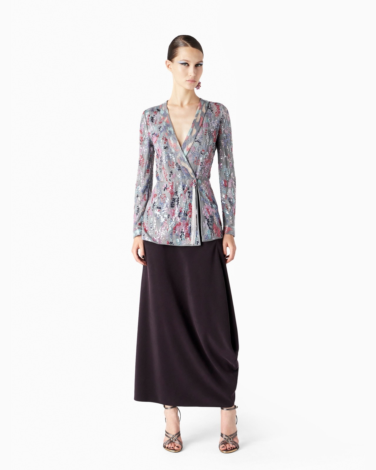 LONG TULLE JACKET WITH ALL-OVER EMBROIDERY - 4