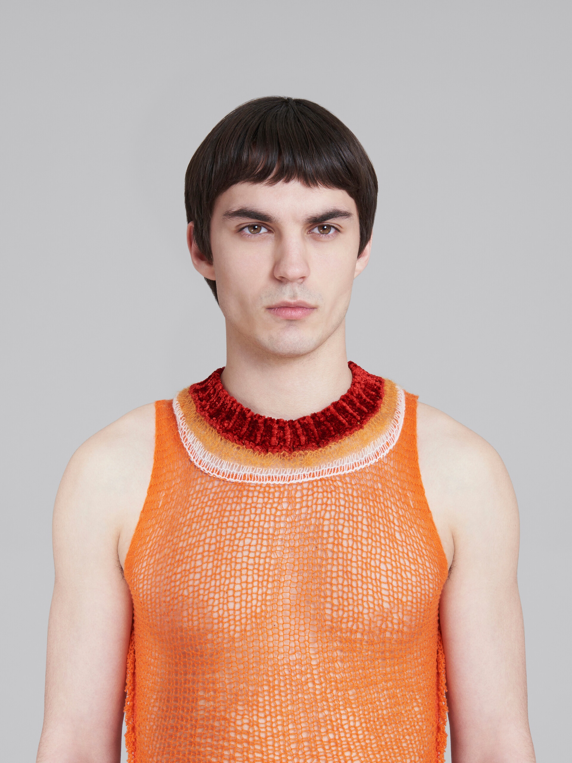 ORANGE WOOL-CASHMERE TOP WITH CUTOUT - 4