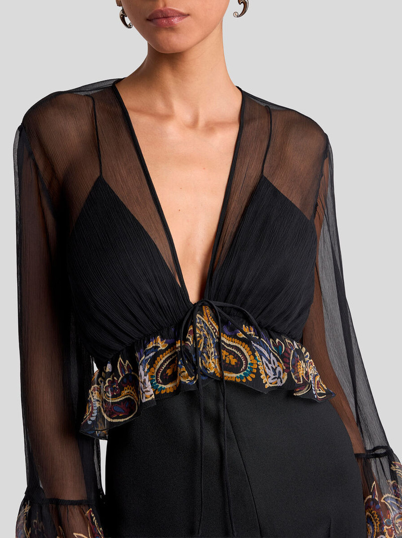 SILK-BLEND JUMPSUIT WITH PLACED PAISLEY FOLIAGE PRINT 2