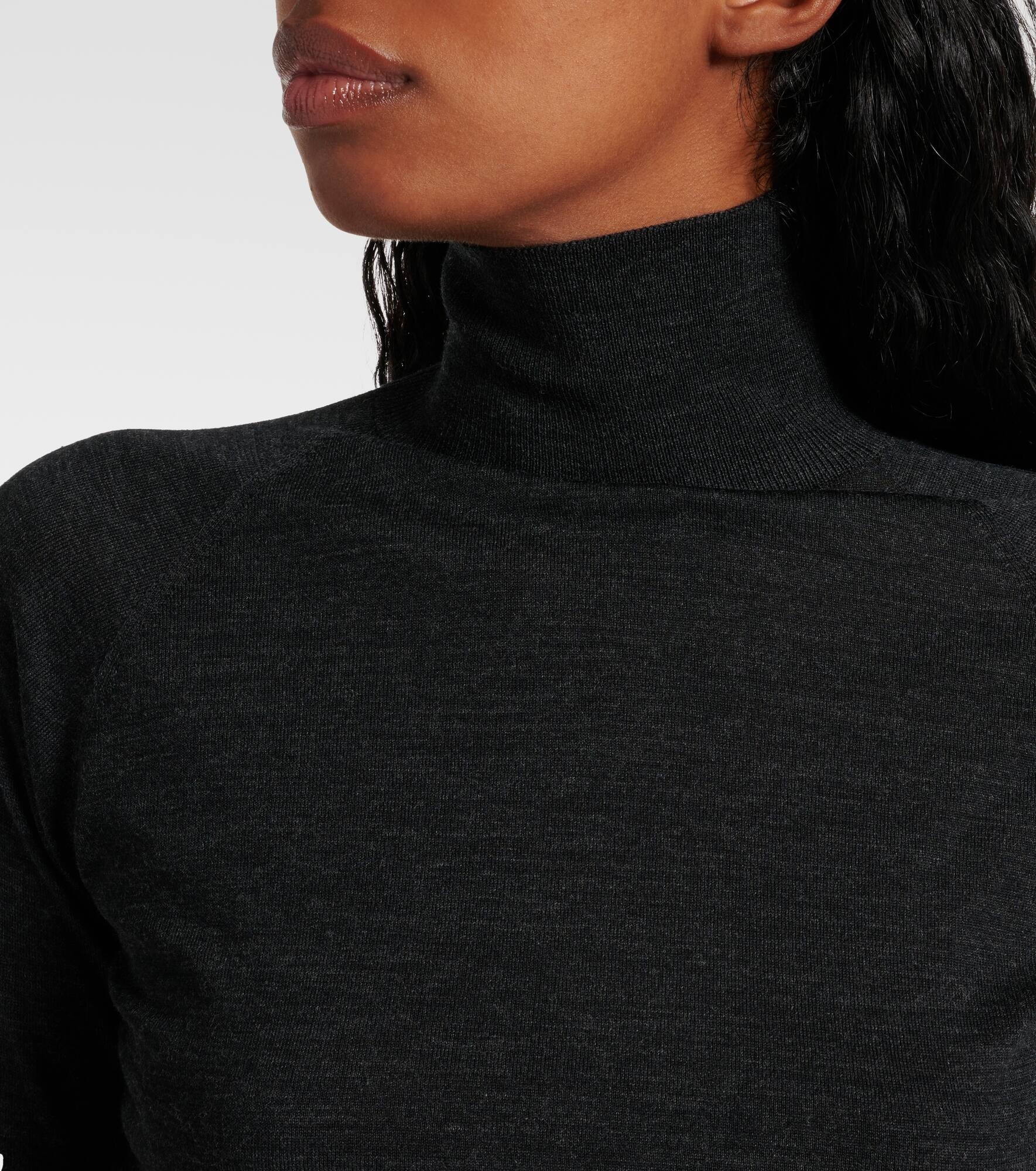Draped wool turtleneck bodysuit - 5