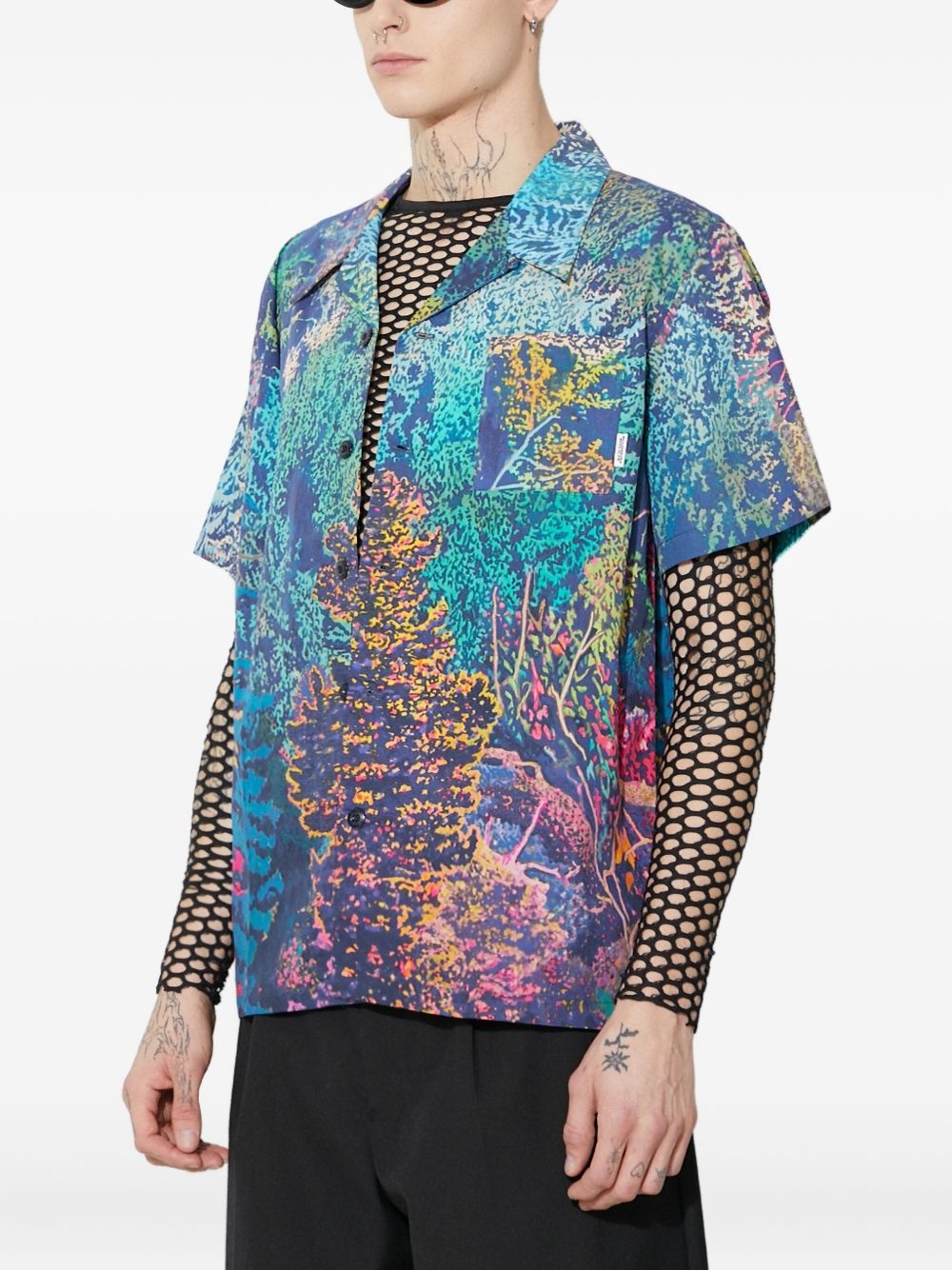 reef-print short-sleeve shirt - 3