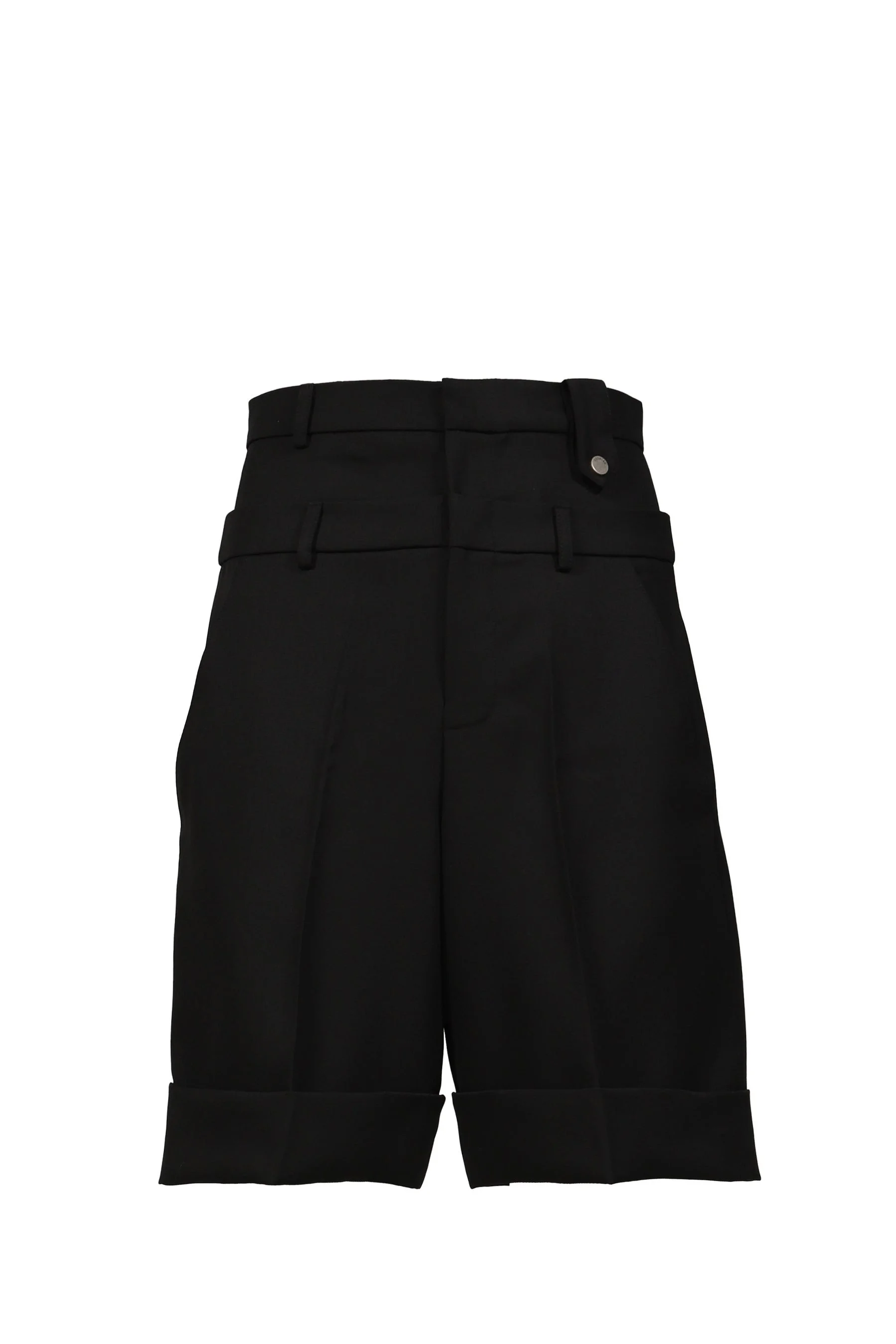 DOUBLE WAIST WOOL SHORTS / BLACK TAILORING WOOL - 1