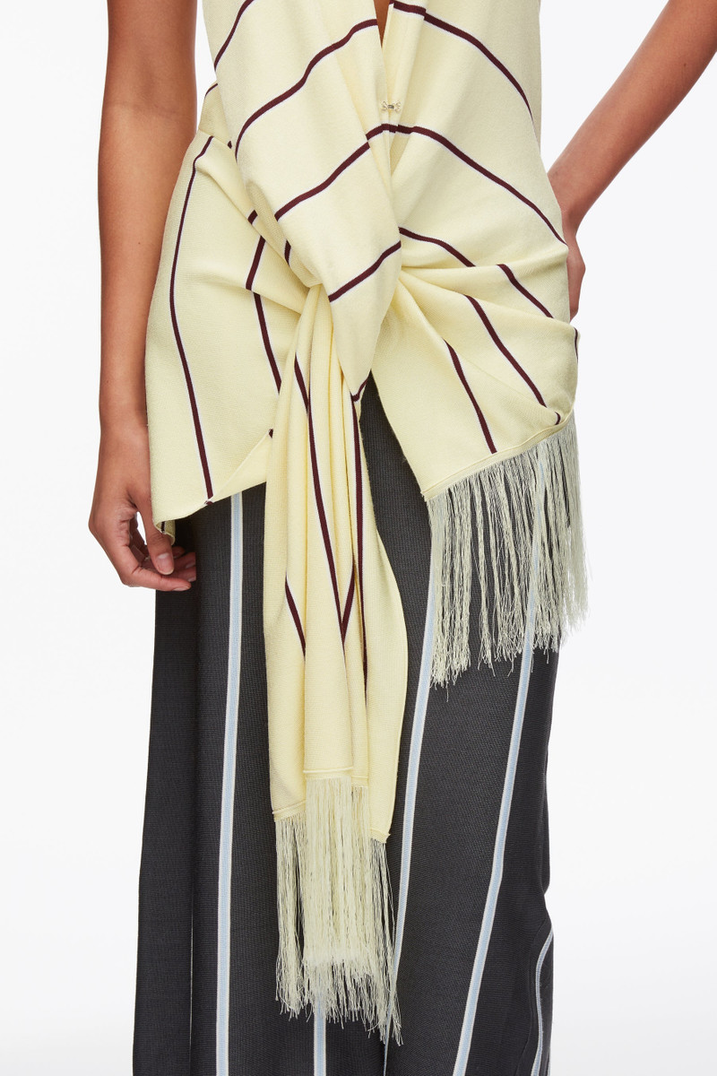 Draped Stripe Halter Top with Fringe 6