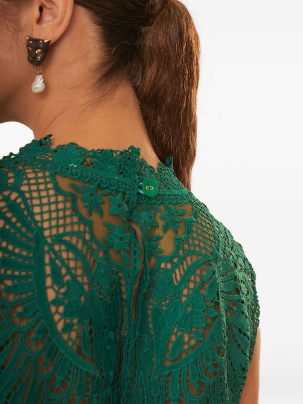 lace-insert sleeveless top - 3