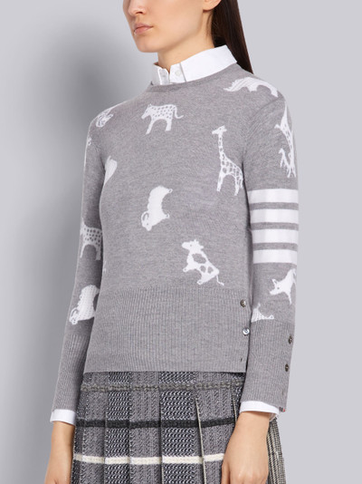 Thom Browne Light Grey Fine Merino Wool Animal Icon Crewneck 4-Bar Pullover outlook