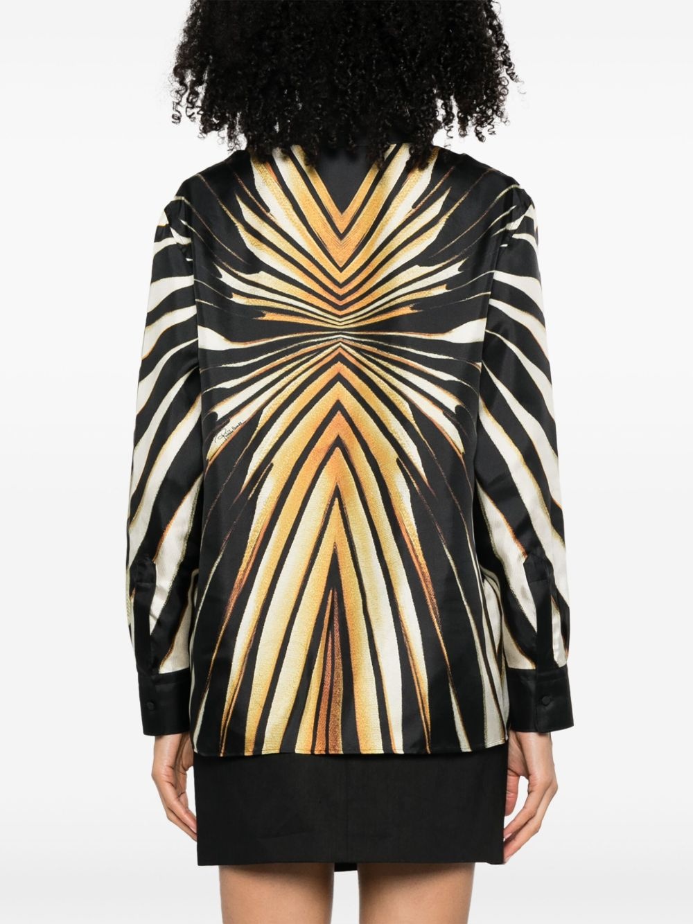 abstract-pattern print silk shirt - 4