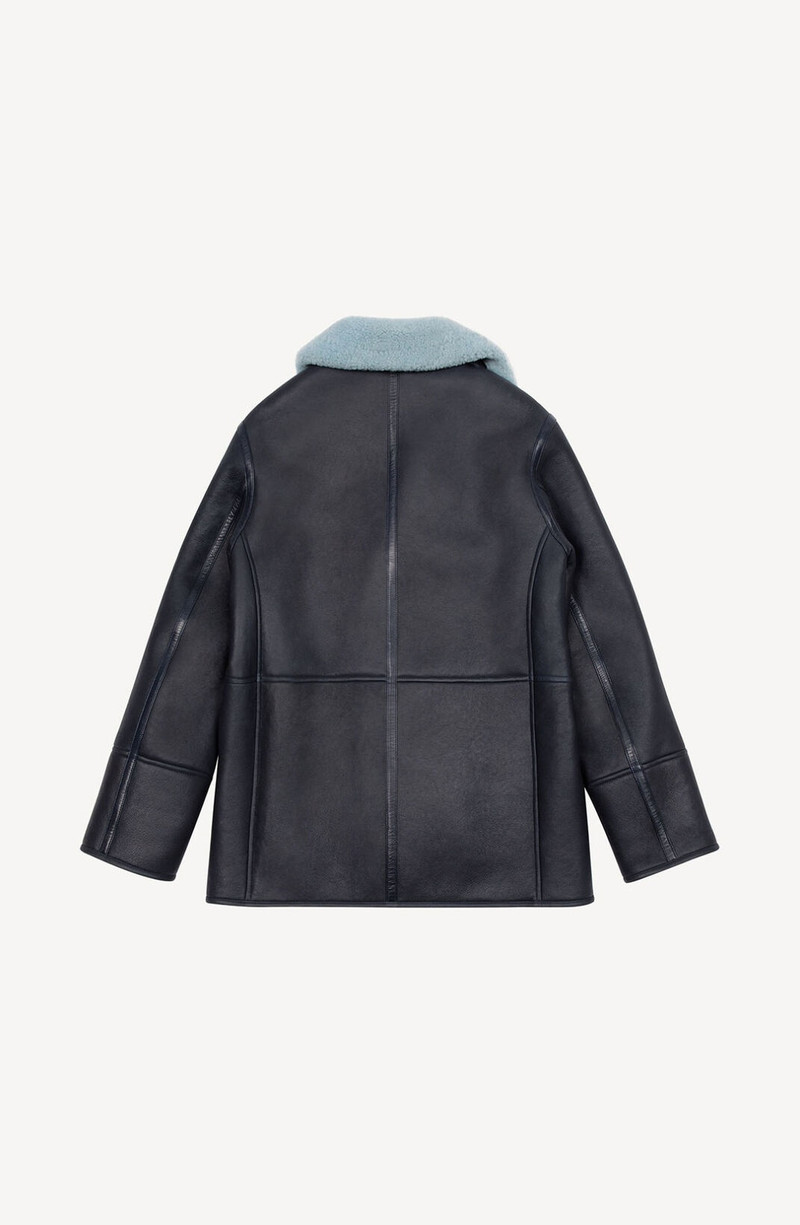 KENZO Leather pea coat outlook