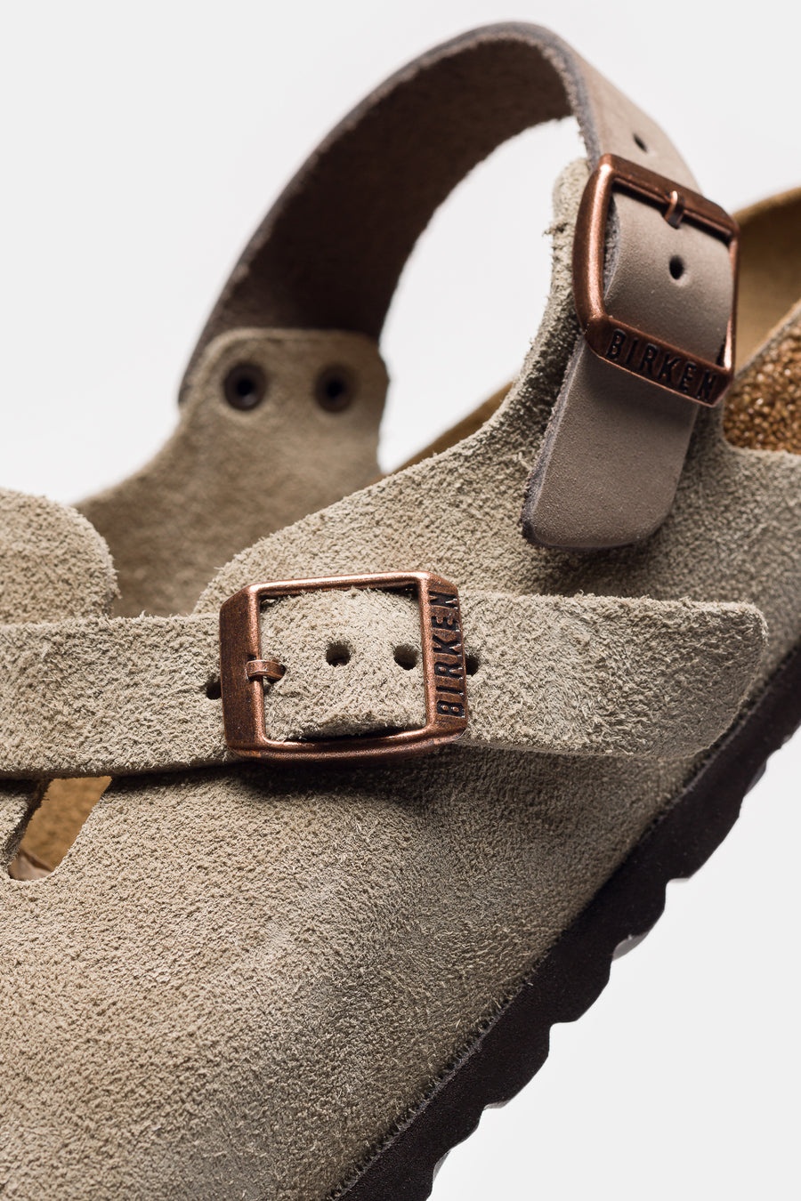 Womens Tokio Suede Clog in Taupe - 5