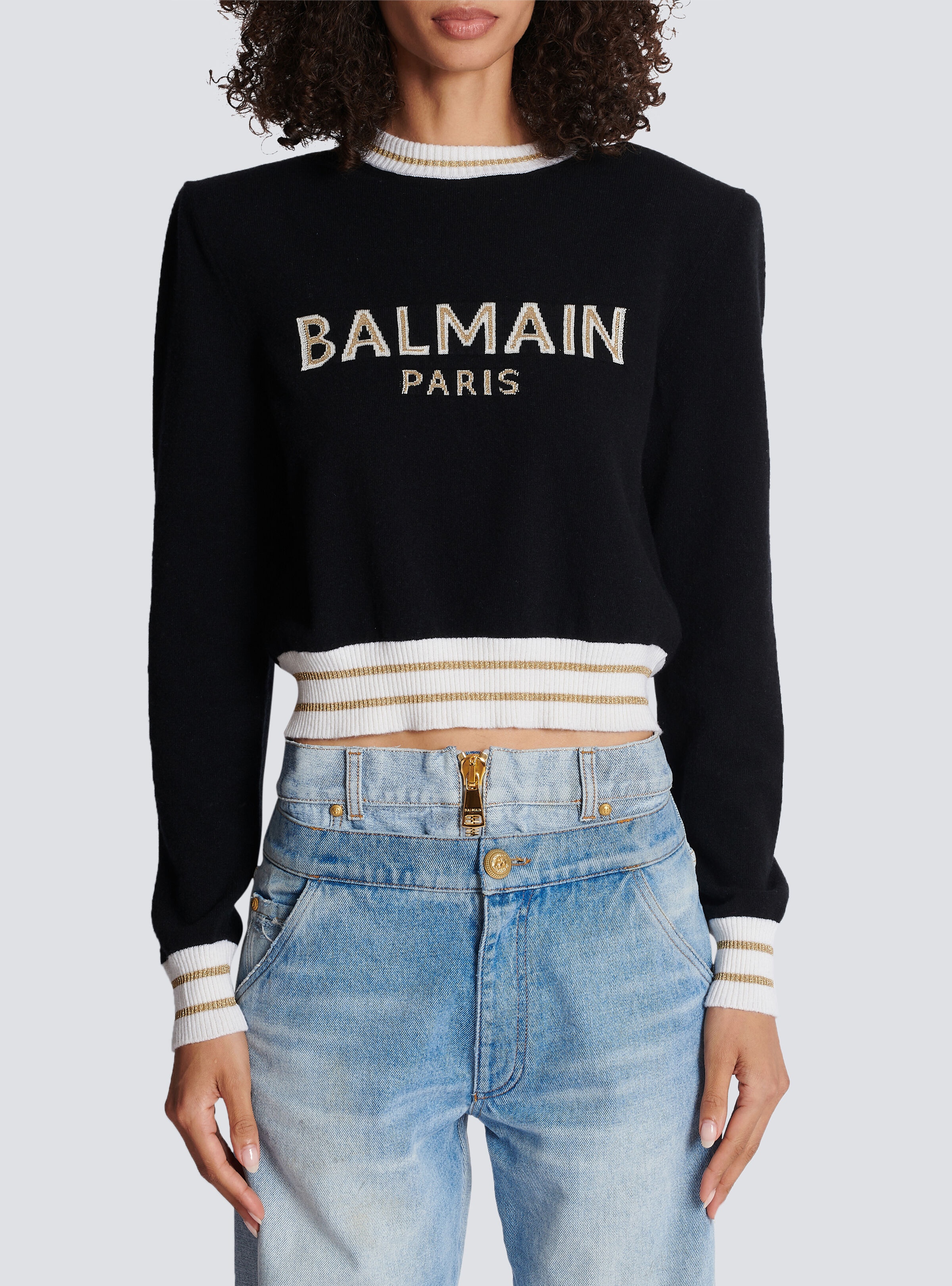 Cropped wool jumper with Balmain logo - 5