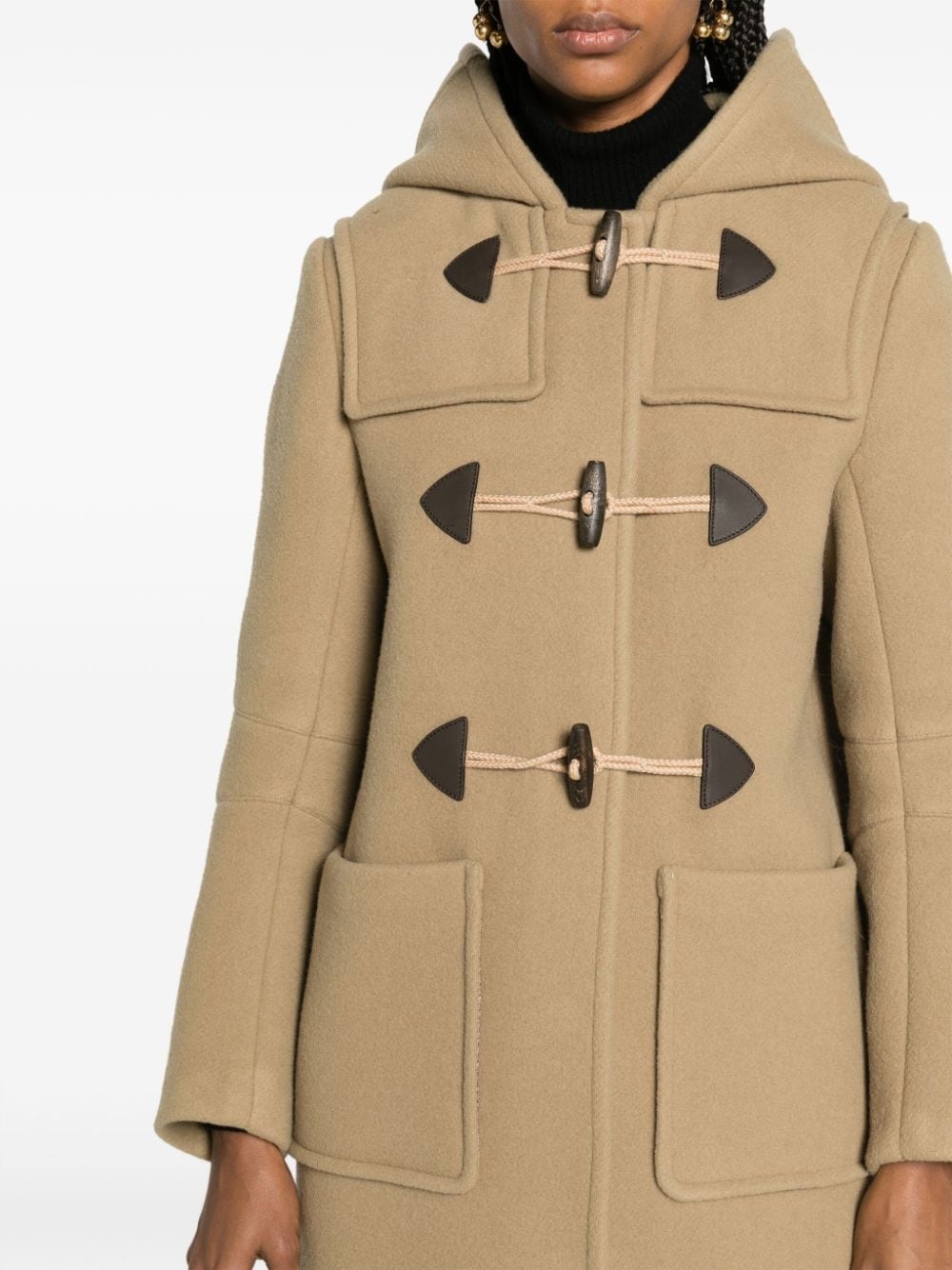 slouch-hood wool coat - 5