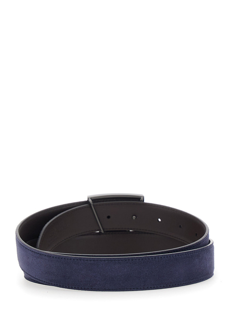 Tod's Reversible T Timeless Belt Blue Suede Unisex Blu outlook