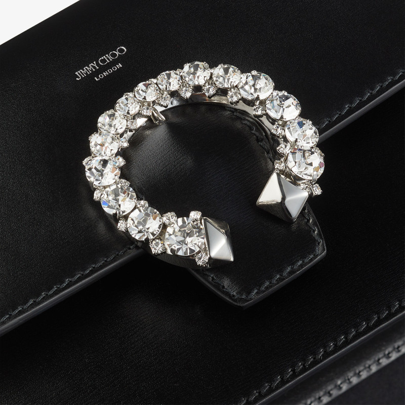 Madeline Crossbody
Black Polished Grainy Leather Crossbody Bag with Crystal Buckle 7