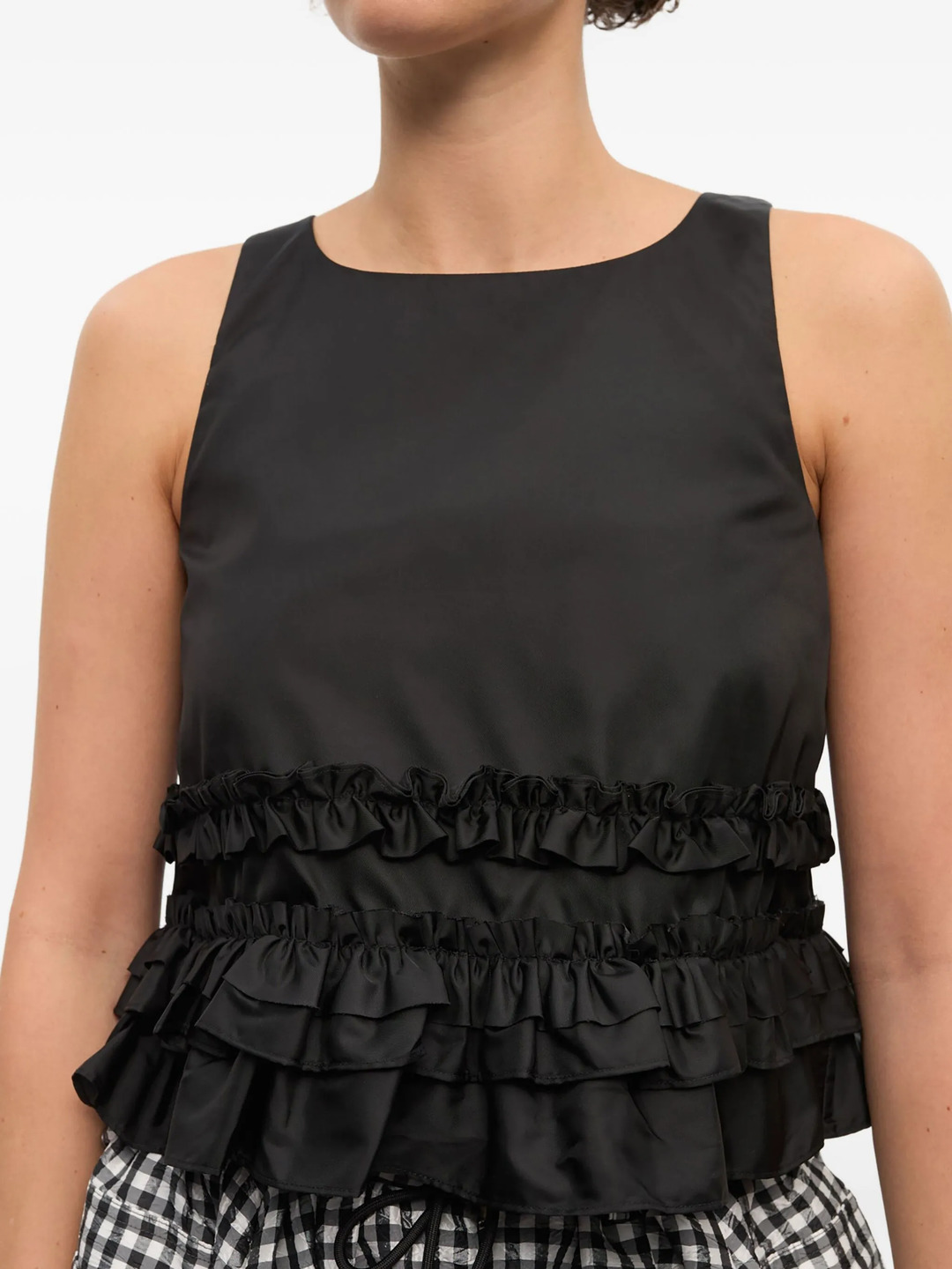 Duchesse Nylon Open Back Frill Top - 5