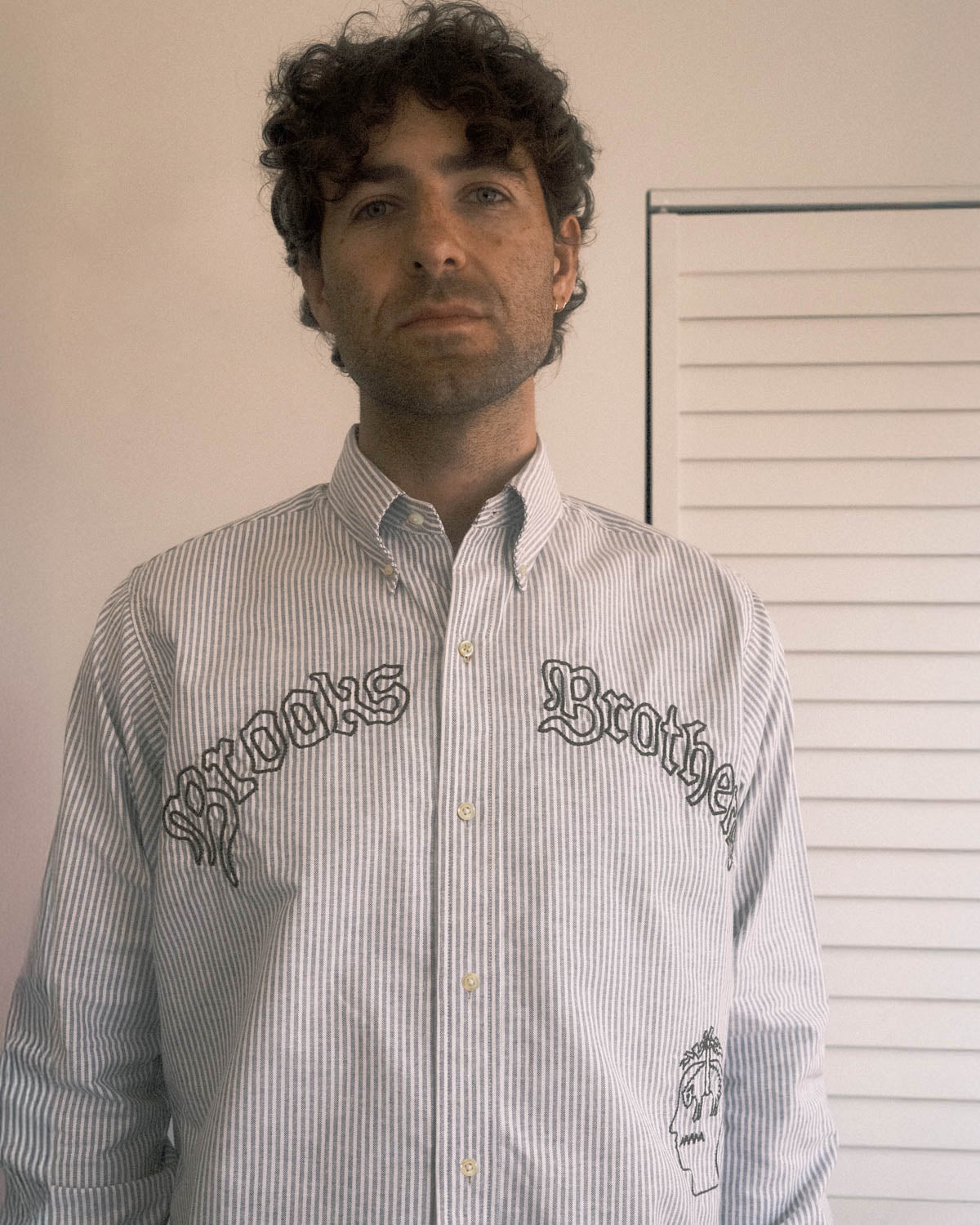 Brooks Brothers California Embroidered Striped Oxford Button Up Shirt - Blue - 6