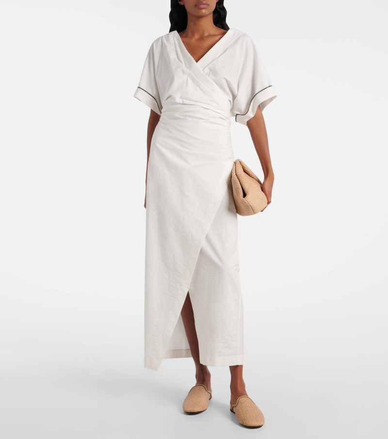 Brunello Cucinelli Monili cotton-blend wrap dress outlook