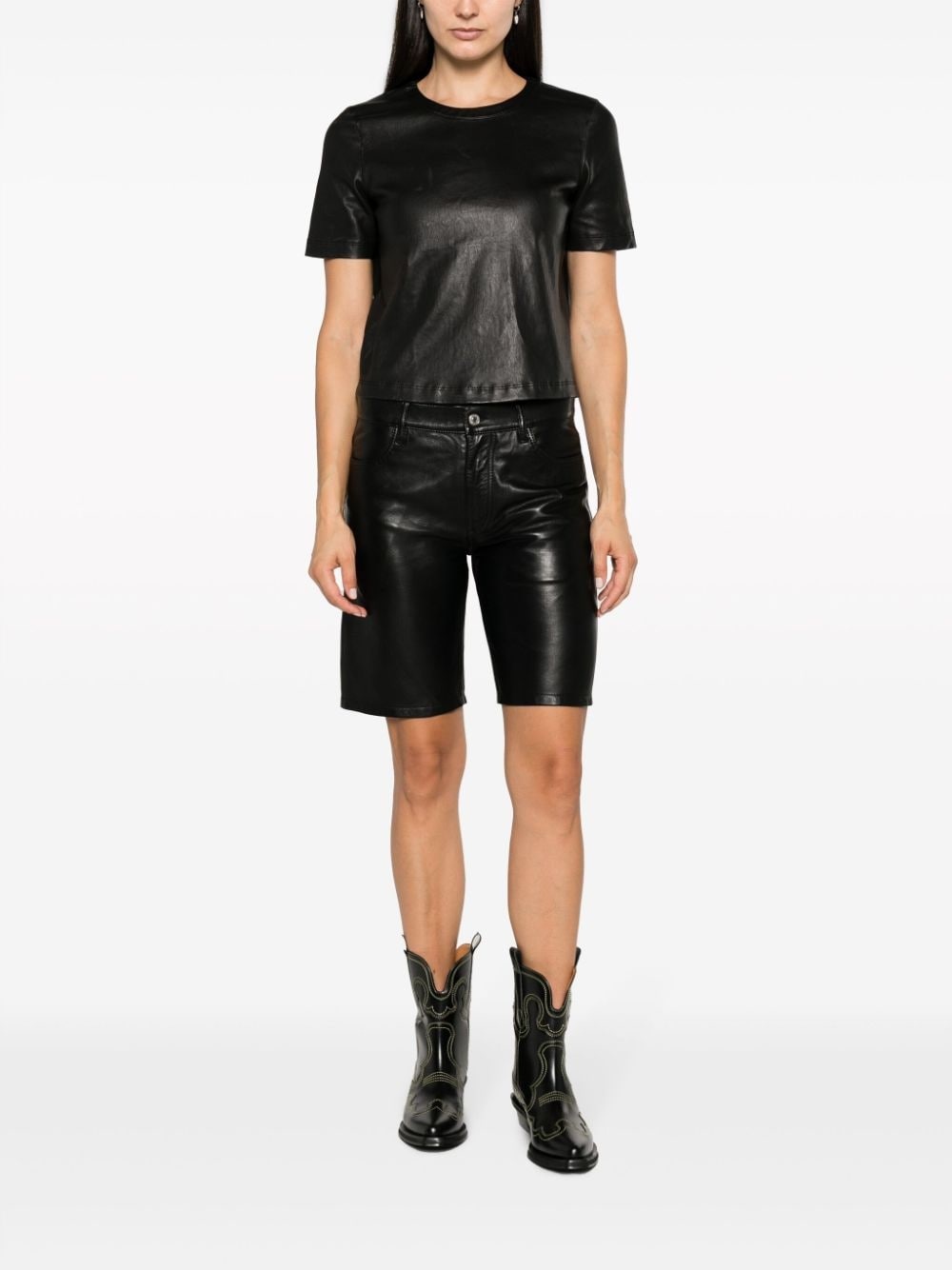 Tas crew-neck leather T-shirt - 2