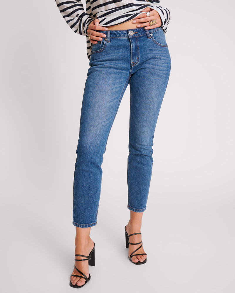 Stixx Low Waist Slim Straight Leg Denim Jeans - Washed Blue 3