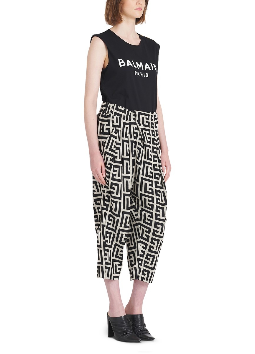 Draped pants with print monogram - 6