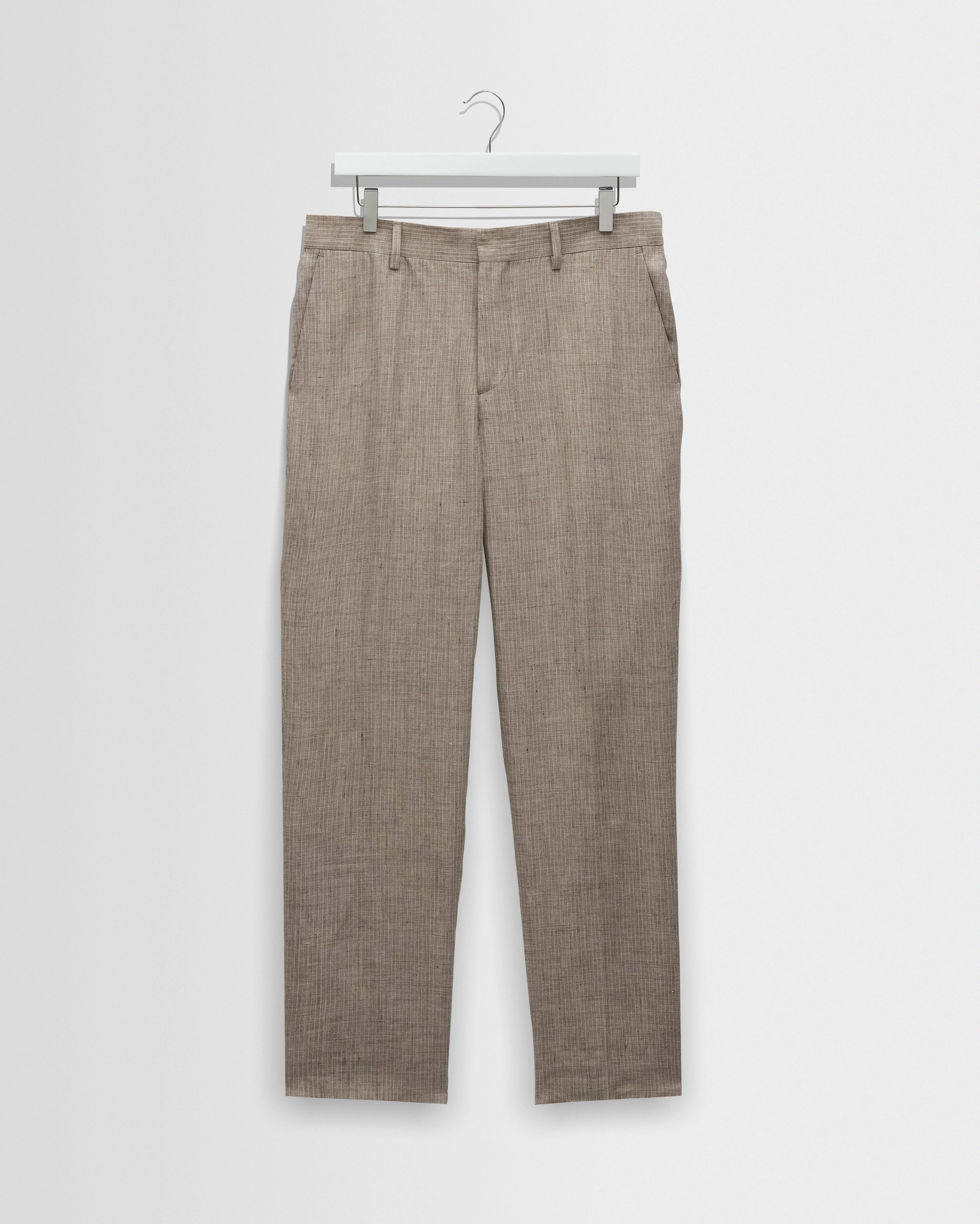 Alp - Natural And Brown Stripe Linen Trousers - 1