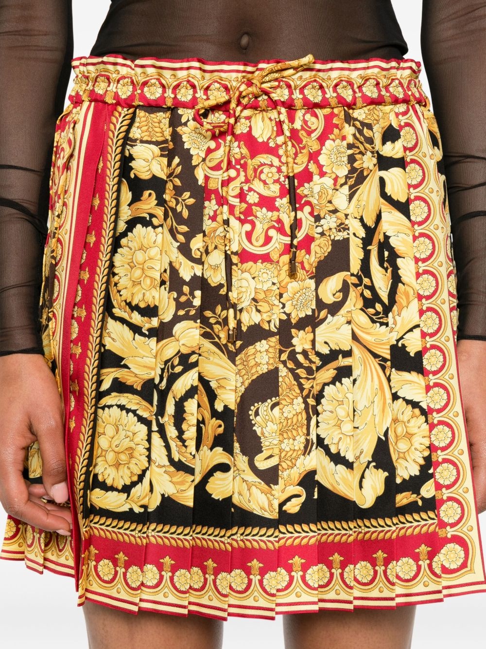 Barocco-print pleated mini skirt - 5