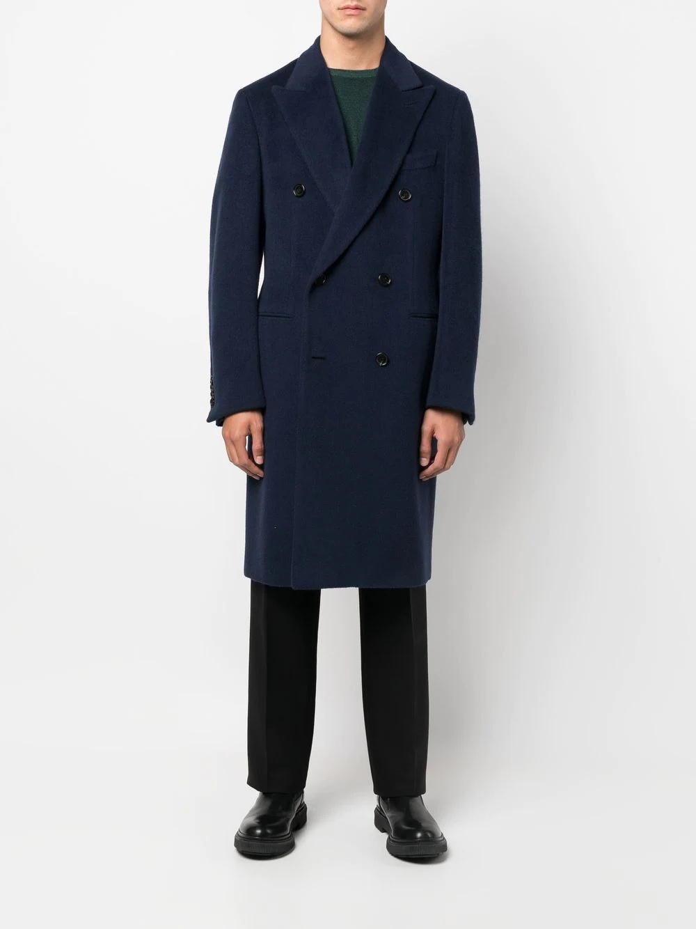 double-breasted cashmere coat - 2