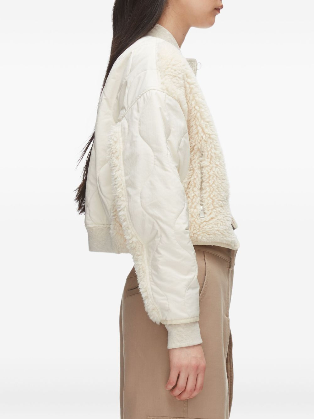 quilted teddy-panelled jacket - 5