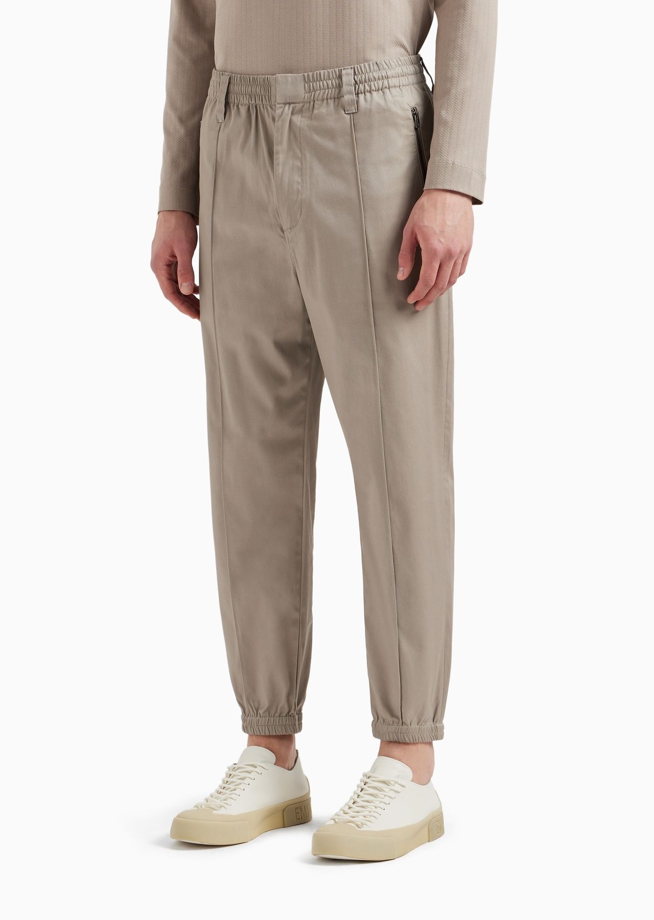 Comfortable cotton twill trousers with centre crease and stretch cuffs - 2