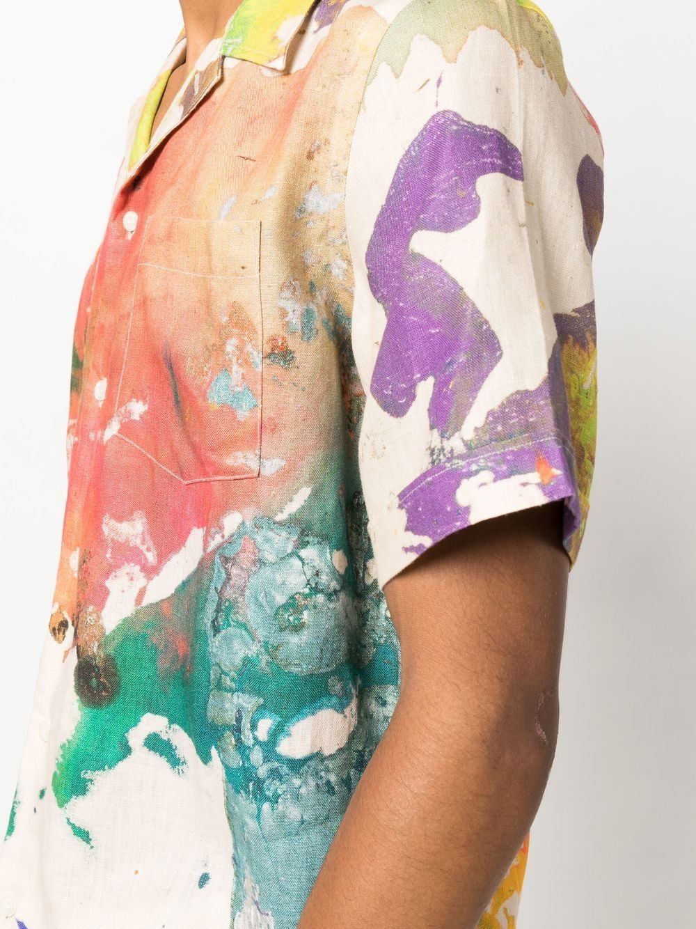 x Smiley graphic-print linen shirt - 5