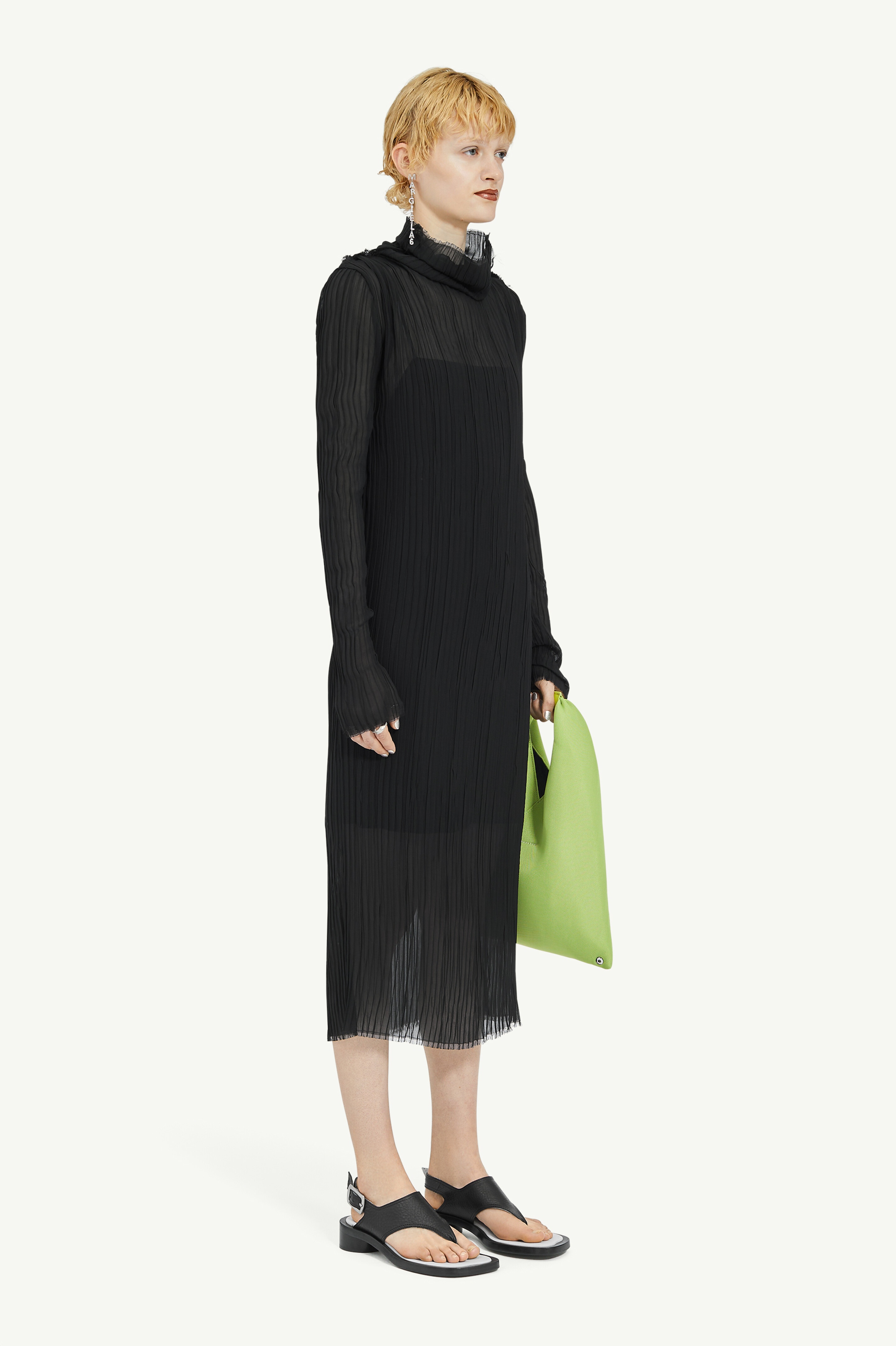Sheer Plissé Midi Dress - 3