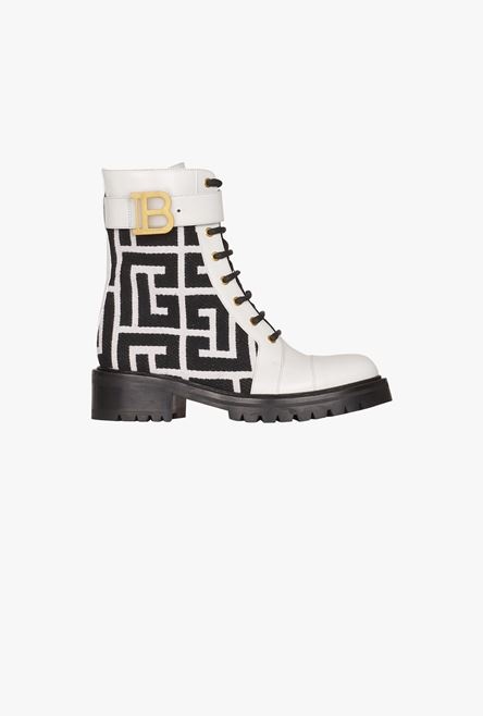 Bicolor jacquard Ranger Romy ankle boots with Balmain monogram - 1