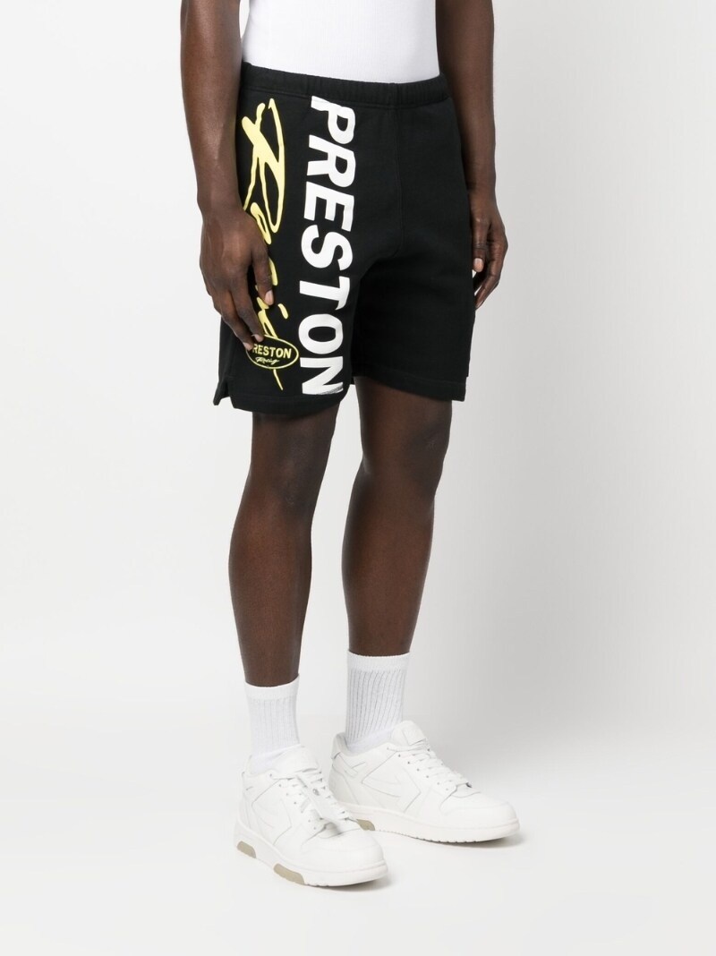 logo-print jersey track shorts - 3