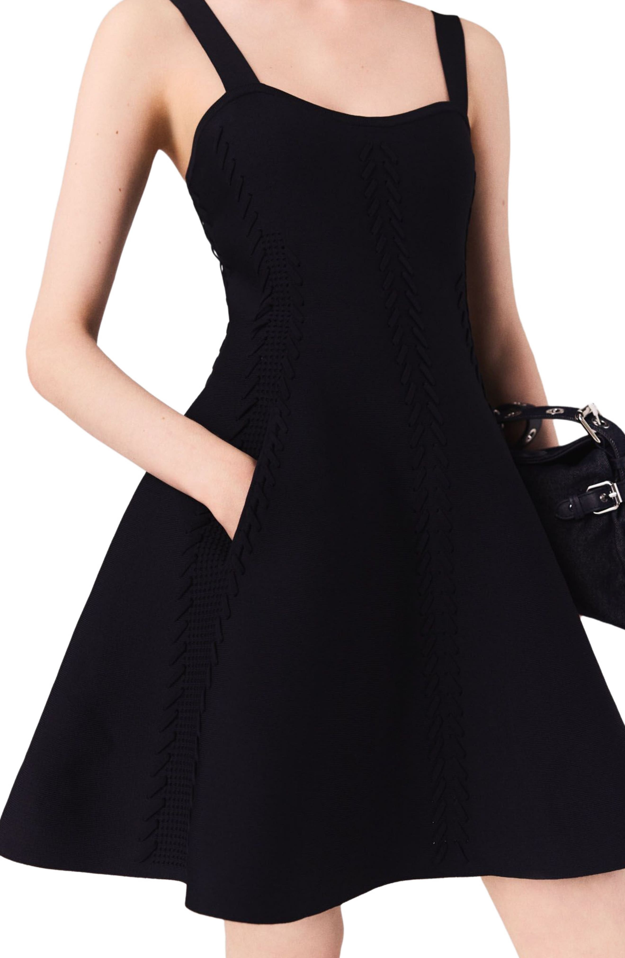 maje Mini knitted babydoll dress in Navy at Nordstrom - 5