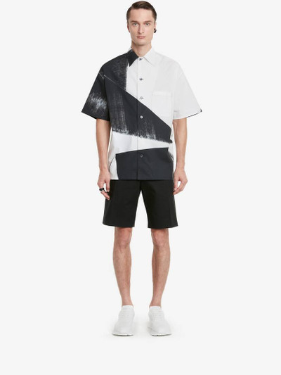 Alexander McQueen Men's Brushstroke Hawaiian Shirt in Black/white outlook