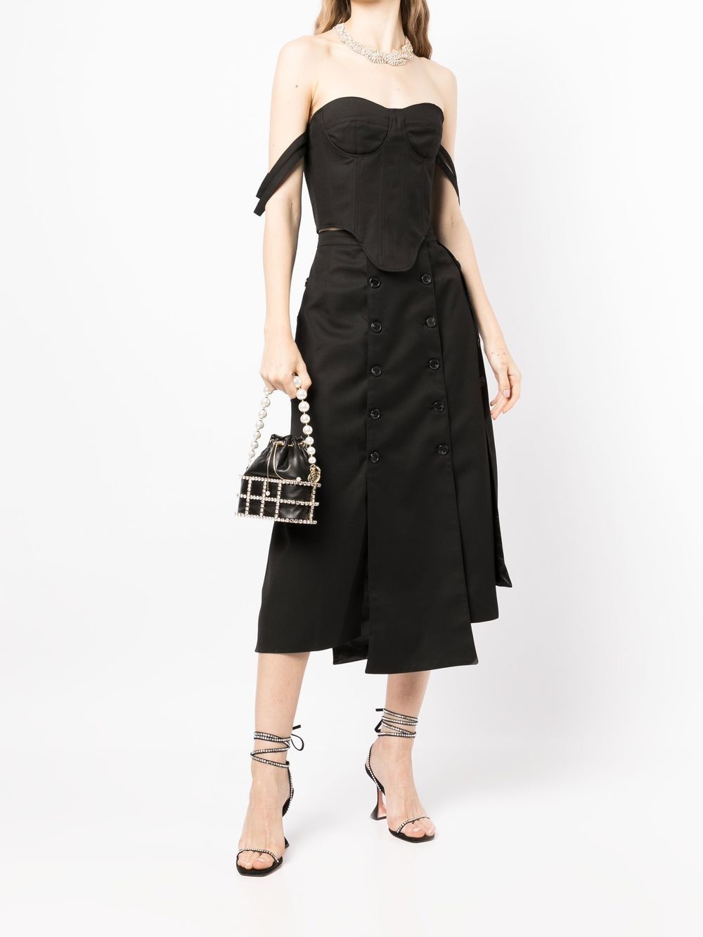button detail panelled skirt - 2