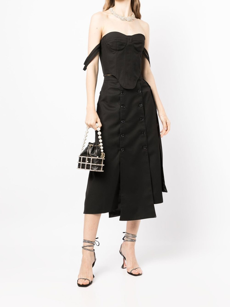 rokh button detail panelled skirt outlook