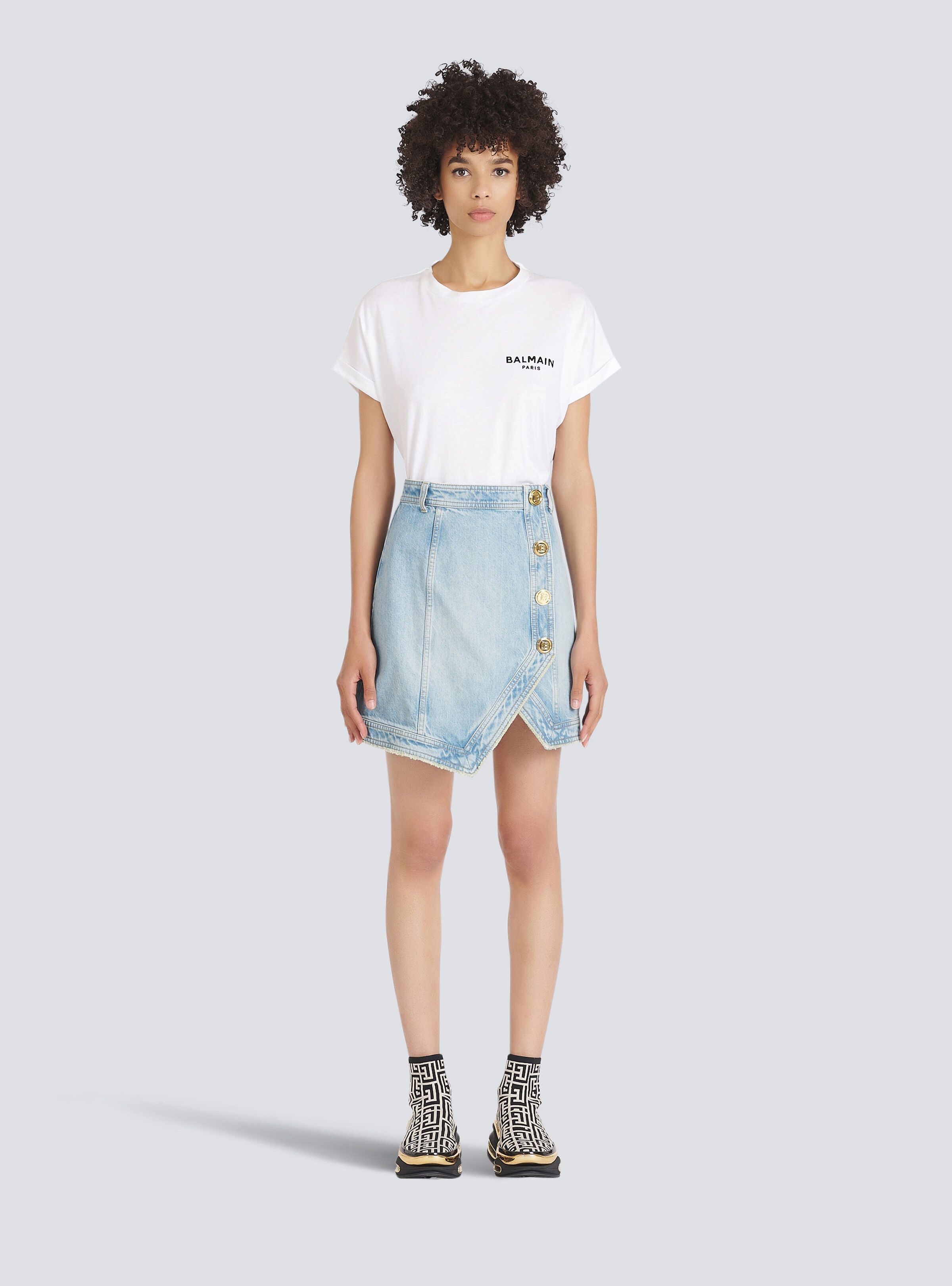 Short asymmetrical denim skirt - 3