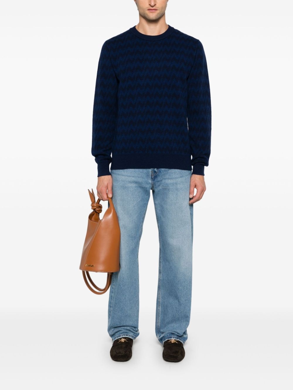 zigzag-woven crew-neck sweater - 2