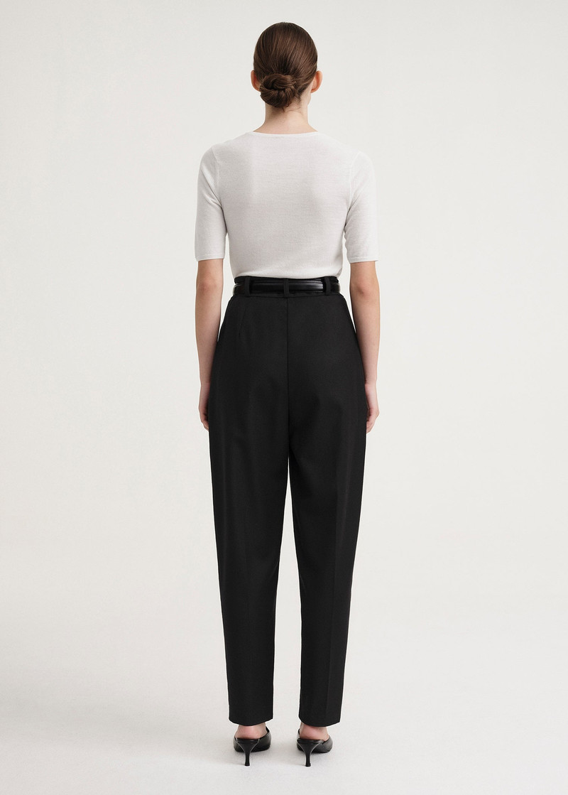 Deep pleat wool trousers black 3
