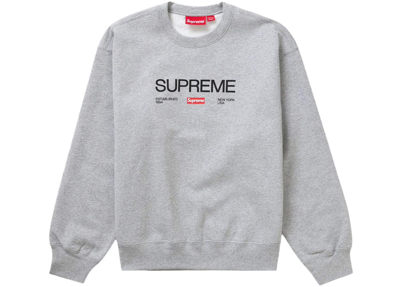 Supreme Established Crewneck Heather Grey - 1