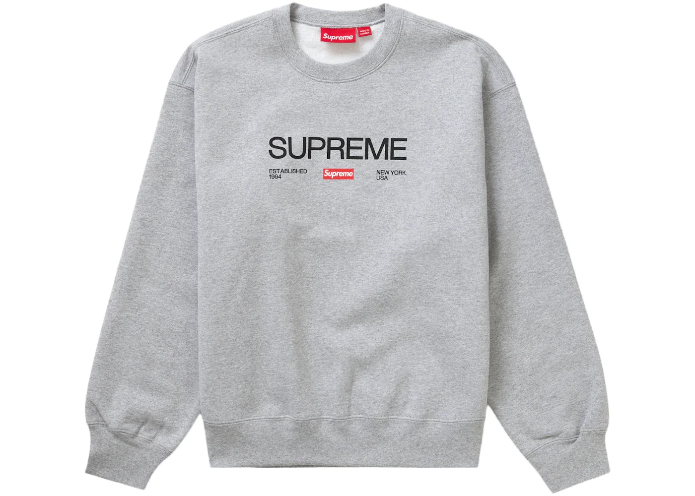 Supreme Established Crewneck Heather Grey - 1
