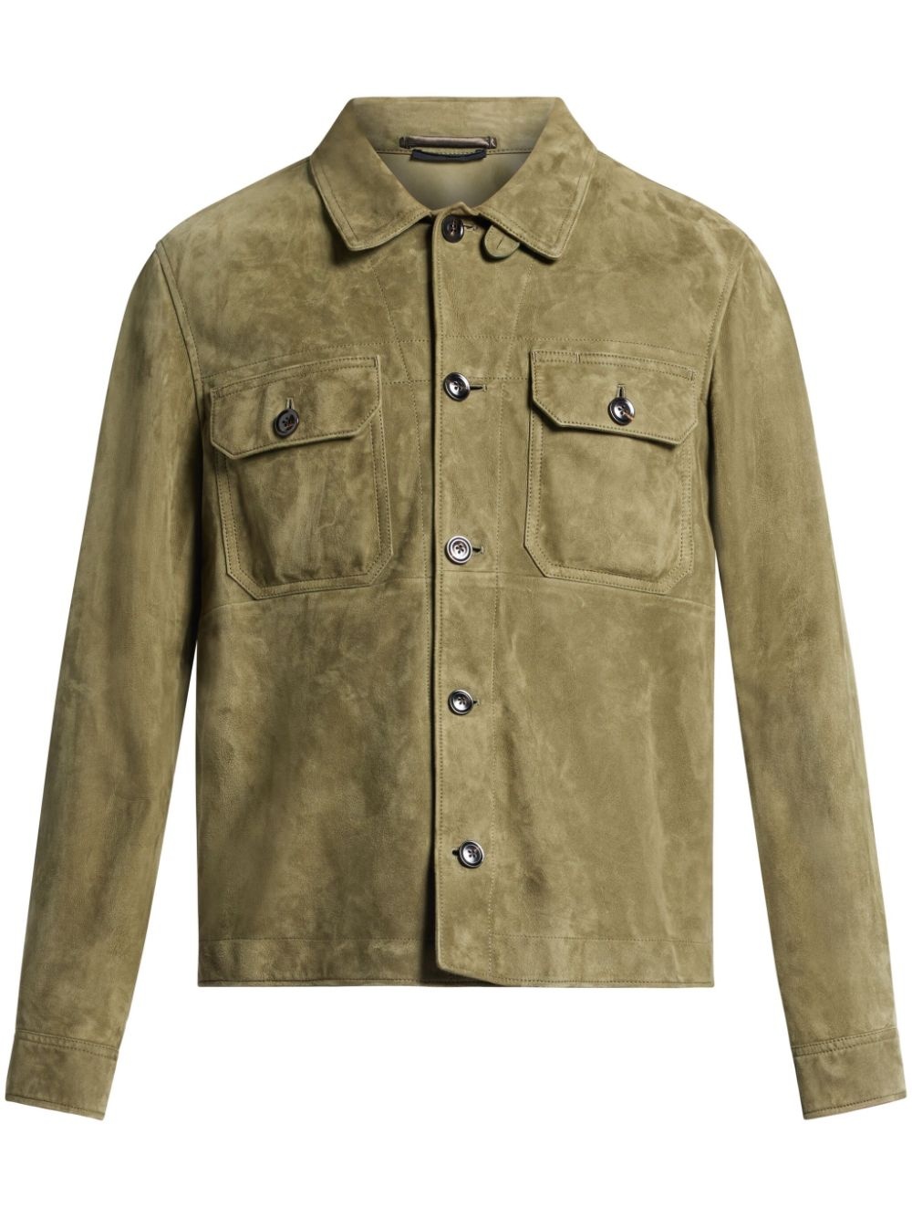 panelled suede shirt jacket - 1