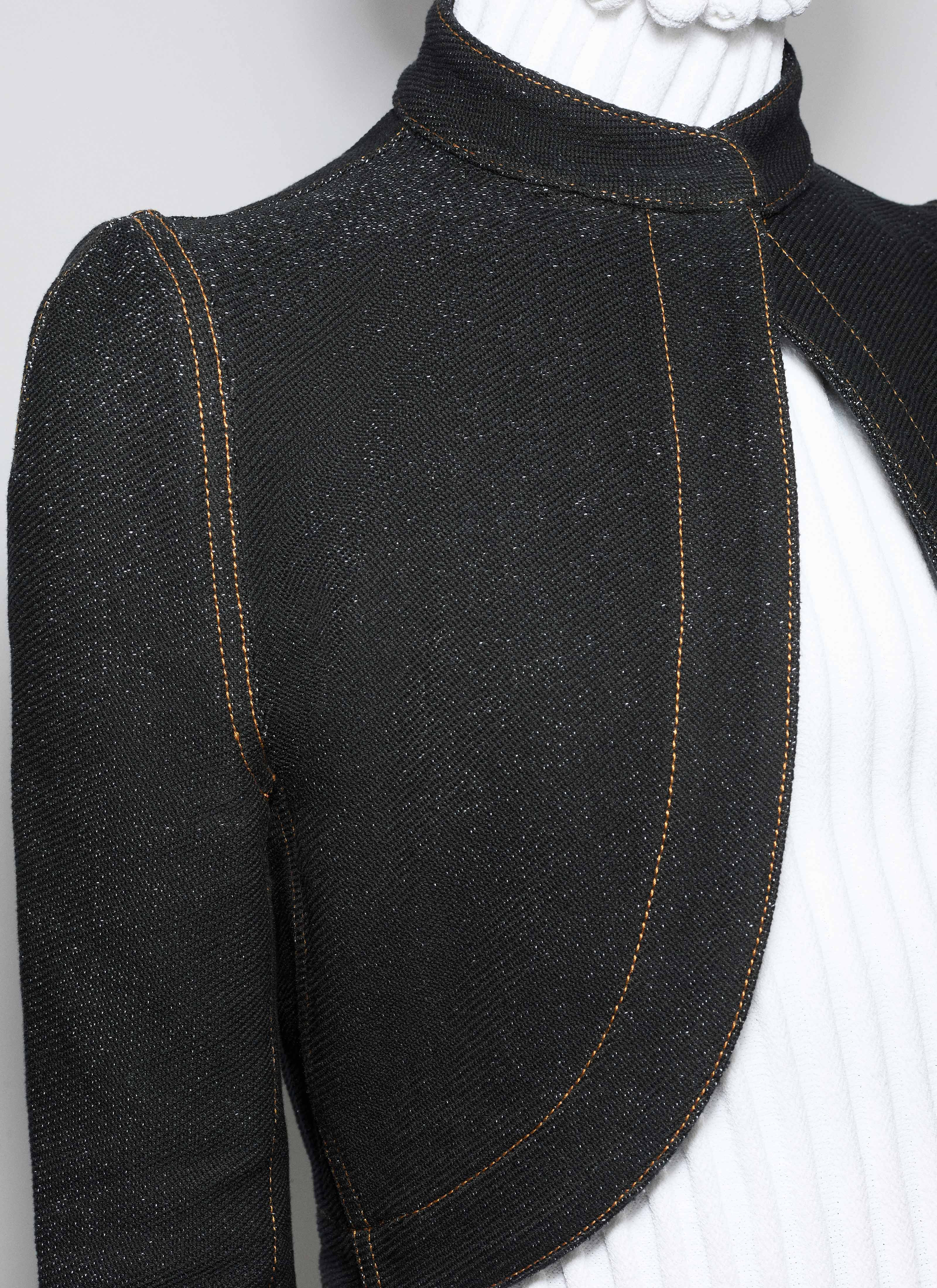 DENIM KNIT CROPPED CUT-OUT JACKET - 5