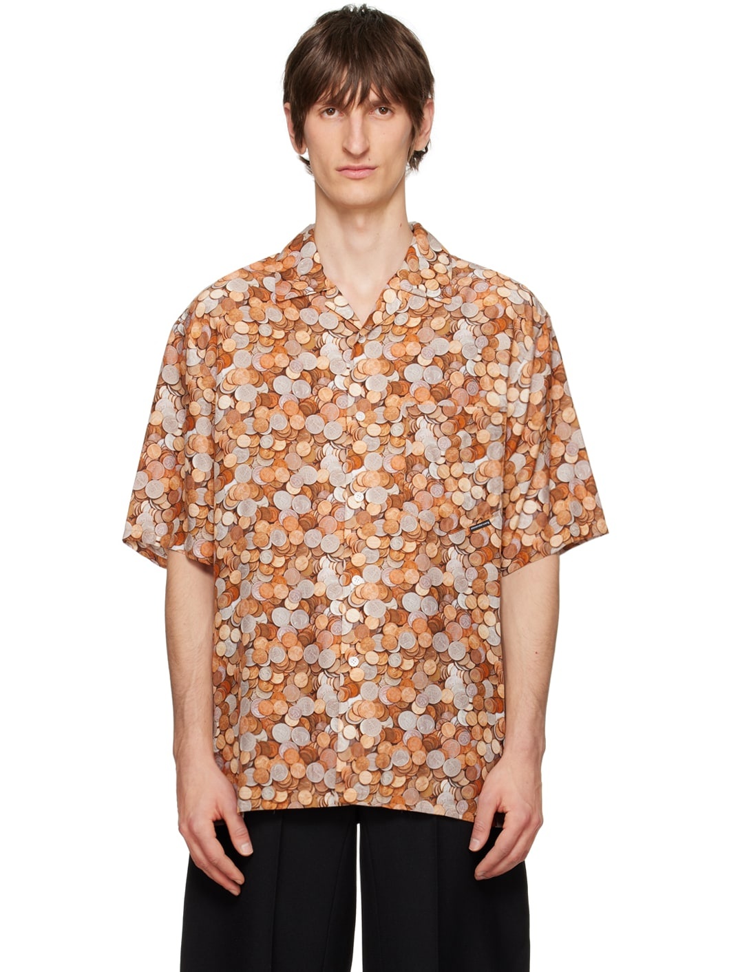 Orange & Tan Coin Shirt - 1